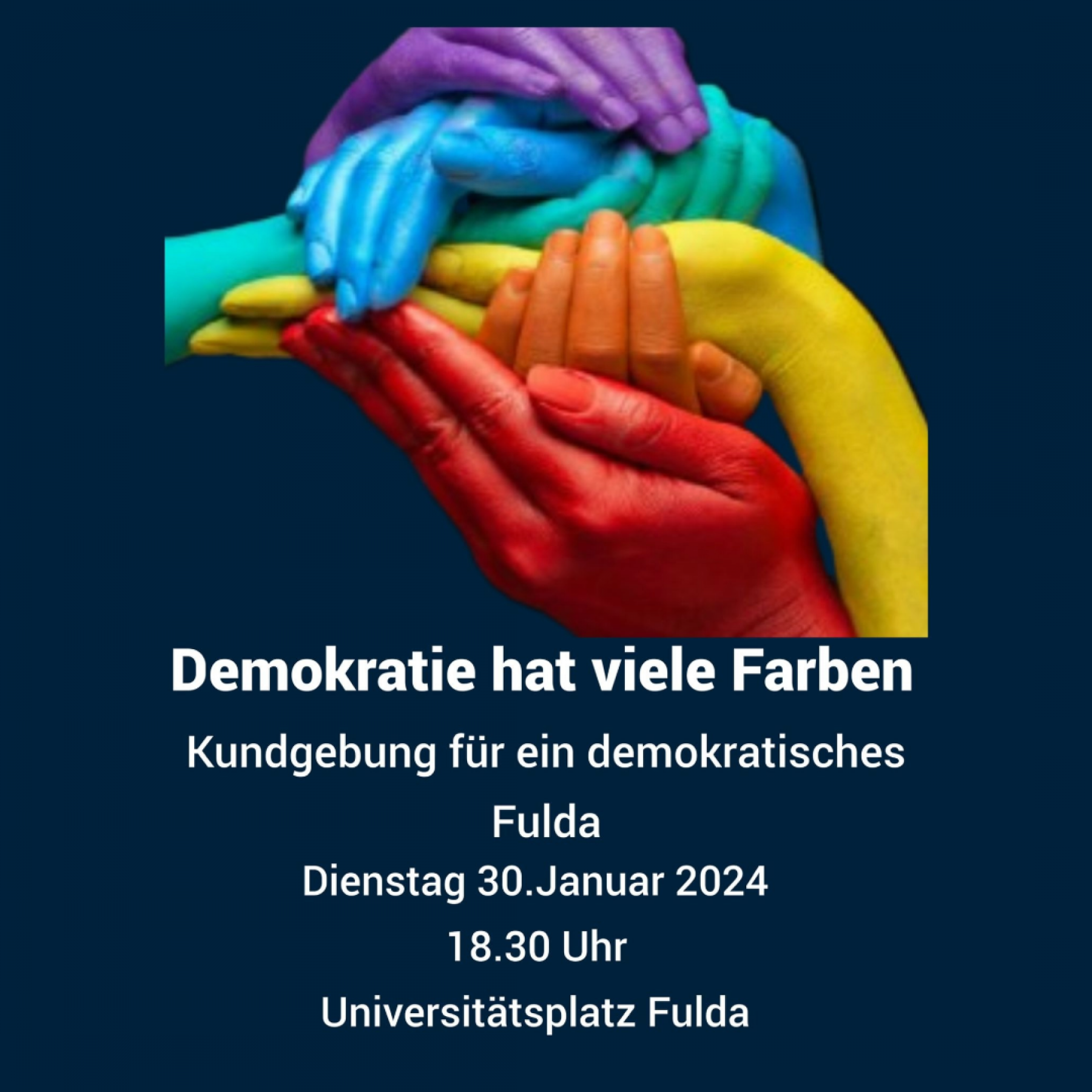 Aufruf zur Demo: Demokratie hat viele Farben. Kundgebung für ein demokratisches Fulda