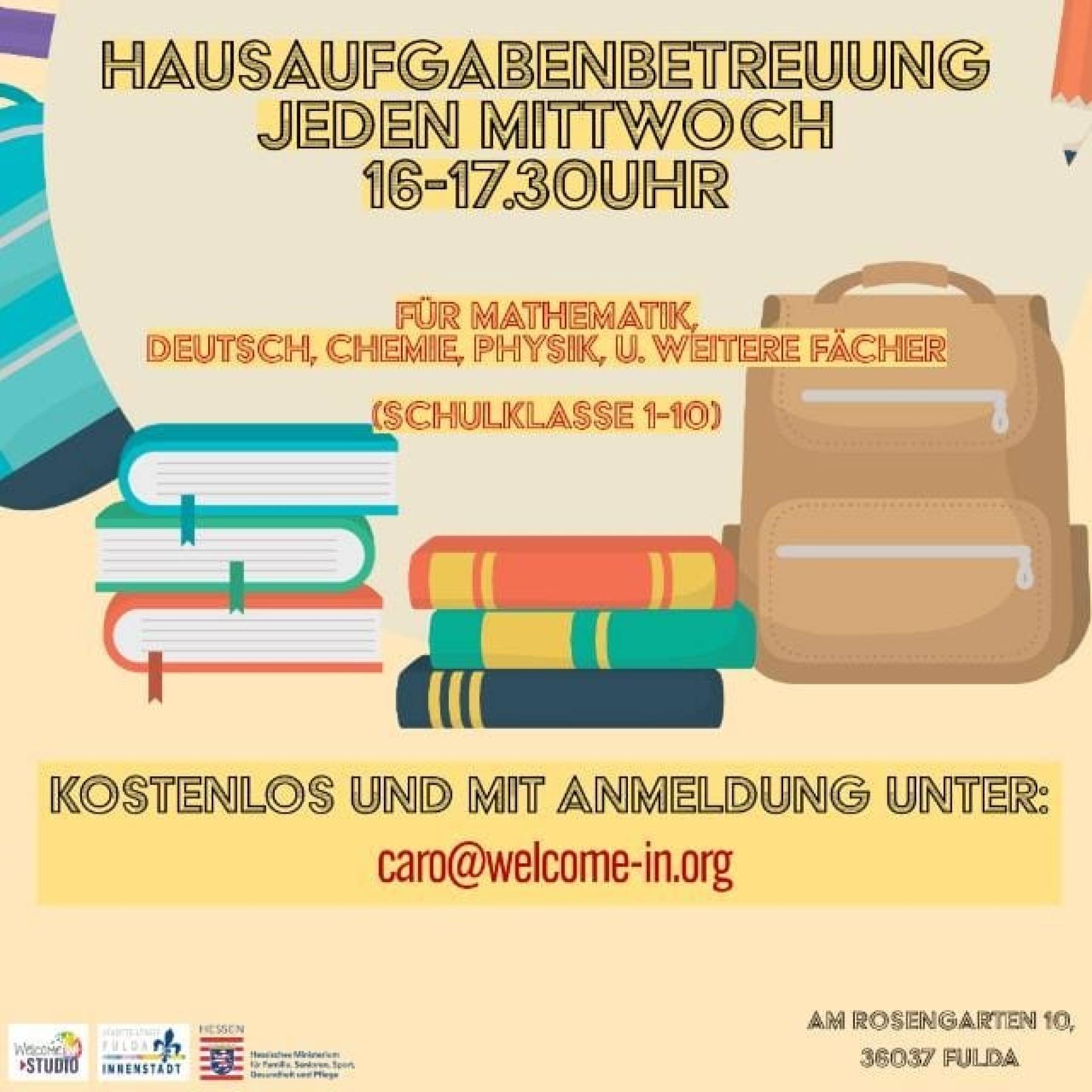 Hausaufgabenbetreuung jeden Mittwoch
