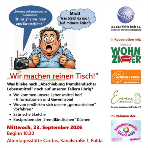"Wir machen reinen Tisch" - ein satirischer Abend über Essen, Vielfalt und Abschottung